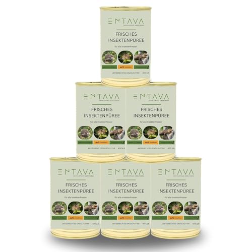 ENTAVA Frisches Insektenpüree - 100% Insekten, Igelfutter, Vogelfutter, Reptilienfutter, (Wild-) vogelfutter, Kleinnagerfutter, Frettchenfutter, Fischfutter (400g (6er Pack)) von ENTAVA