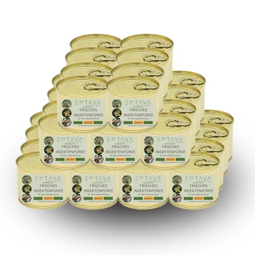 ENTAVA Frisches Insektenpüree 200g Dose (36er Pack) - 100% Insekten, Igelfutter, Vogelfutter, Reptilienfutter, (Wild-) vogelfutter, Kleinnagerfutter, Frettchenfutter, Fischfutter von ENTAVA