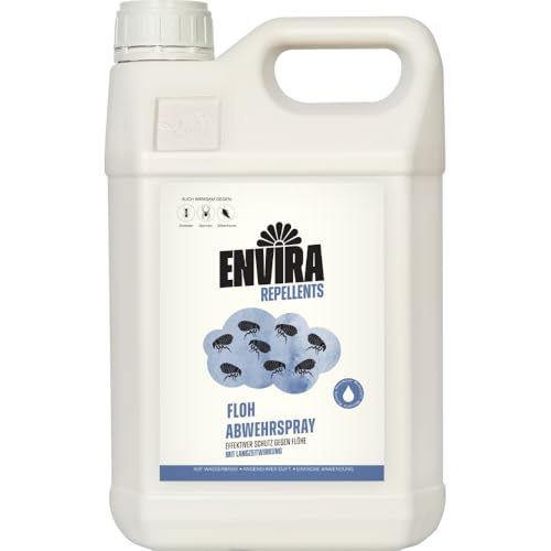 Envira Floh Abwehrspray 5 Liter - Spray mit Langzeitwirkung gegen Flöhe, Katzenfloh, Hundefloh - Mittel gegen Flöhe für Wohnung & Möbel - Effektives Flohmittel & Flohschutz von Envira