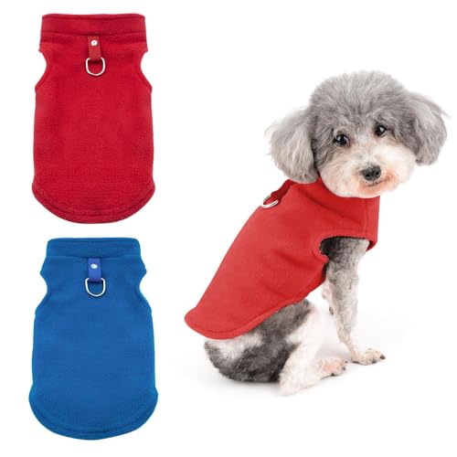 EOAMGO Hunde-Fleecepullover, 2 Packungen Hundepullover für kleine Hunde, Hunde-Sweatshirt, Hundepullover, Equafleece Hundemäntel, warme Hundekleidung für den Innen- und Außenbereich (Blau, Rad) (S) von EOAMGO