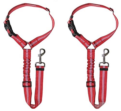 Hunde Sicherheitsgurt, 2er Pack Haustier Auto Sicherheitsgurt Leine Verstellbare Gurte mit elastischem Nylon Bungee Puffer für den täglichen Reisegebrauch (rot) von EONYUANGUO