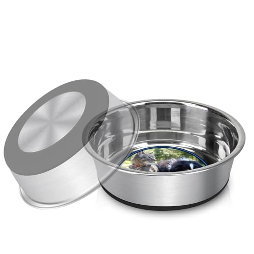 Grehge Steel Anti-Slip Dog Bowls,Non-Slip Stainless Steel Pet Bowl with Foot Mat - Perfect for Mess-Free Mealtime,Quiet Pet Bowls for Cats and Dogs, Dry and Wet Foods,5.5in Single Pack von EPESTOEC