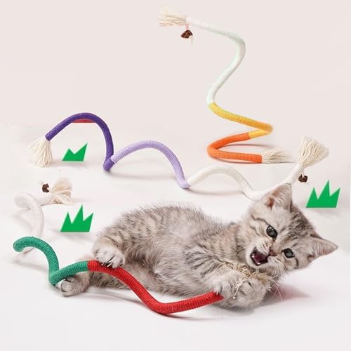 EPODA 3-teiliges Katzenspielzeug zum Zahnen, interaktives Katzenspielzeug, Seil 70 cm, Zubehör und Geschenk für Katzenspielzeug, Zahnpflege für Katzen von EPODA