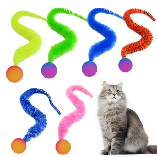 EPODA 6 Stück interaktives Katzenspielzeug, Spielzeug für Katzen, mit beweglichem Ball, für den Innenbereich, Geschenk für Katzenspiele (zufällige Farbe) von EPODA