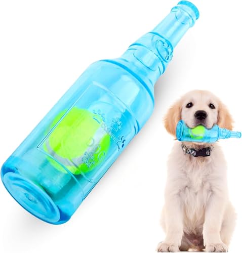 EPODA Unzerstörbares Hundespielzeug aus Gummiflasche, interaktives Quietschspielzeug für Welpen, bissfest, Spielzeug für kleine und mittelgroße Hunde von EPODA