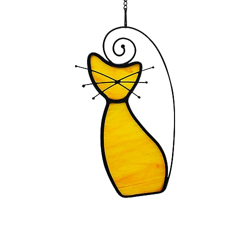 EPOGIFTS Orange Cat Memorial Gifts for Cat Lovers Suncatcher for Window,Orange Cat Decor Cat Died Sympathy Gift Stained Glass Window Hanging,Pet Cat Remembrance Decor Gifts for Livingroom Bedroom von EPOGIFTS