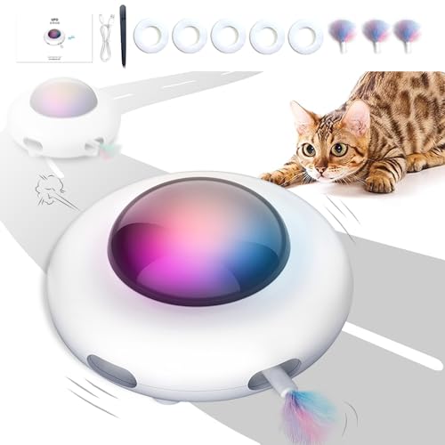 EPROICKS Katzenspielzeug Elektrisch, Katzenspielzeug Selbstbeschäftigung, Intelligentes Teaser Spielzeug, Federspielzeug für Katzen, Intelligente Hindernisumgehung, USB Wiederaufladbar von EPROICKS