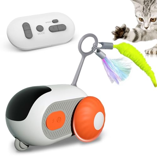 Interaktives Katzenspielzeug mit Fernbedienung, Intelligenter Katzenball mit 2 Modi, Intelligentes Elektrisches Mouse Haustierspielzeug, USB Wiederaufladbar, Geschenke für Katzen (orange Farbe) von EPROICKS