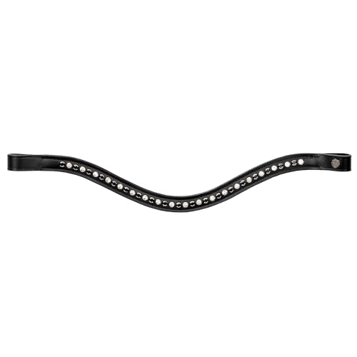 EQUESTRIAN QUEEN Stirnband Pferd/Pony Io Stirnriemen Glitzer (Schwarz/Schwarz/Silber, Warmblut) von EQUESTRIAN QUEEN