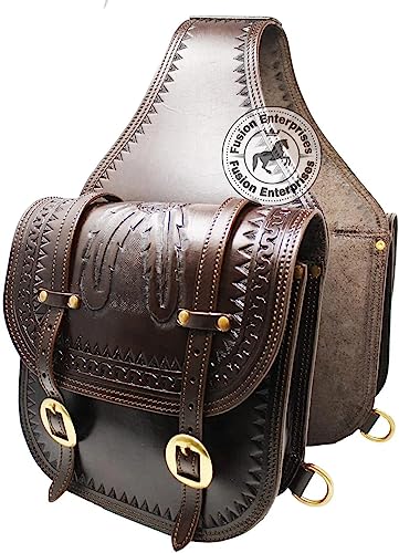 EQUIEMPRESS Western Satteltasche aus Leder für Pferde | Reitspaß, Wanderritt, geeignet für Reiten und Fassrennen | Satteltasche mit verstellbarem Riemen, Größe: 10"x10"x3" AZ-100 von EQUIEMPRESS