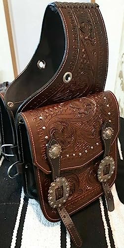 EQUIEMPRESS Western Satteltasche aus Leder für Pferde | Reitspaß, Wanderritt, geeignet für Reiten und Fassrennen | Satteltasche mit verstellbarem Riemen, Größe: 10"x10"x3" AZ-71 von EQUIEMPRESS