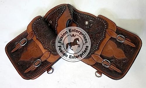 EQUIEMPRESS Western Satteltasche aus Leder für Pferde | Reitspaß, Wanderritt, geeignet für Reiten und Fassrennen | Satteltasche mit verstellbarem Riemen, Größe: 10"x10"x3" AZ-89 von EQUIEMPRESS