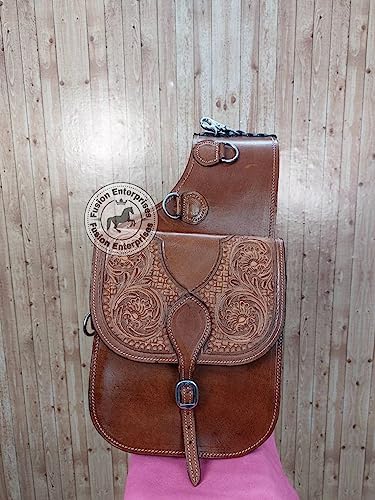 EQUIEMPRESS Western Satteltasche aus Leder für Pferde | Reitspaß, Wanderritt, geeignet für Reiten und Fassrennen | Satteltasche mit verstellbarem Riemen, Größe: 10"x10"x3" AZ-99 von EQUIEMPRESS