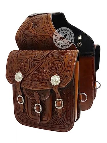 EQUIGEAR Western-Leder-Satteltasche für Pferde | Reitvergnügen Wanderritt geeignet für Reiten und Fassrennen | Satteltasche mit verstellbarem Riemen GRÖSSE: 10"X10"X3" AS-85 von EQUIGEAR