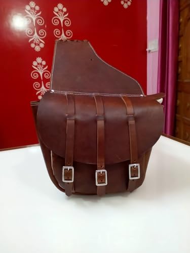 EQUIGEAR Western-Leder-Satteltasche für Pferde | Reitvergnügen Wanderritt geeignet für Reiten und Fassrennen | Satteltasche mit verstellbarem Riemen GRÖSSE: 10"X10"X3" SA-22 von EQUIGEAR