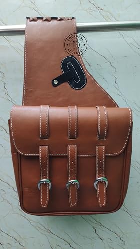 EQUIGEAR Western-Leder-Satteltasche für Pferde | Reitvergnügen Wanderritt geeignet für Reiten und Fassrennen | Satteltasche mit verstellbarem Riemen GRÖSSE: 10"X10"X3" SA-27 von EQUIGEAR