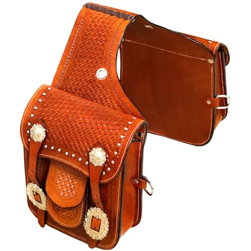 EQUIGEAR Western-Leder-Satteltasche für Pferde | Reitvergnügen Wanderritt geeignet für Reiten und Fassrennen | Satteltasche mit verstellbarem Riemen GRÖSSE: 10"X10"X3" SA-50 von EQUIGEAR