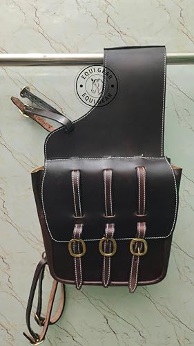 EQUIGEAR Western-Leder-Satteltasche für Pferde | Reitvergnügen Wanderritt geeignet für Reiten und Fassrennen | Satteltasche mit verstellbarem Riemen GRÖSSE: 10"X10"X3" SA-62 von EQUIGEAR