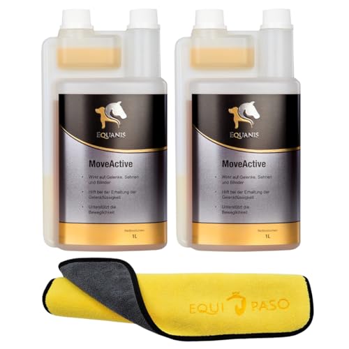 Equanis Set | Move Active | 2X 1 Liter flüssig | Zur Stärkung des Bewegungsapperates | Nahrungsergänzung für Pferde + Equipaso Profi Mikrofaser Tuch Gratis von EQUIPASO