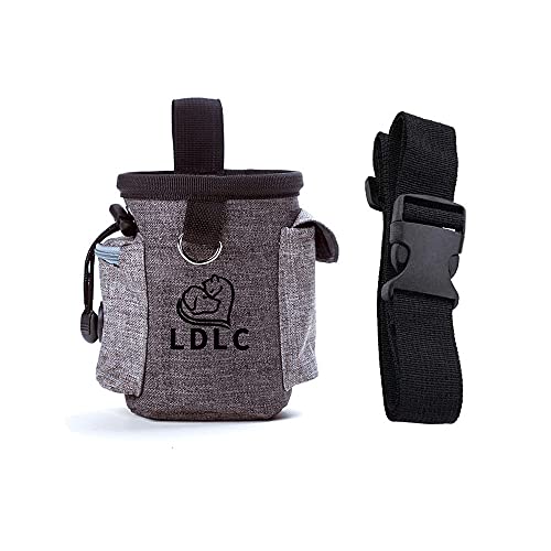 ERFGT Leckerli-Beutel Für Hunde, Hundeleckerli Tasche, Futterbeutel Hund, mit Integriertem Kotbeutelspender, für Hundetraining Hundespaziergänge Picknick Reisen Outdoor(Grau) von ERFGT