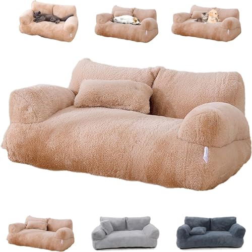 ERGRFHNL Revuera Pet Sofa, Revuera Calming Pet Sofa, Revuera Pet Bed, Calming Dog Bed Fluffy Plush Pet Sofa, Dog Sofa Couch Bed for Large Small Dogs & Cats up to 110 lbs (2XL,Khaki) von ERGRFHNL