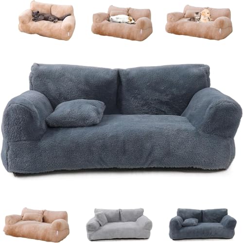 ERGRFHNL Revuera Pet Sofa, Revuera Calming Pet Sofa, Revuera Pet Bed, Calming Dog Bed Fluffy Plush Pet Sofa, Dog Sofa Couch Bed for Large Small Dogs & Cats up to 110 lbs (L,Dark Gray) von ERGRFHNL