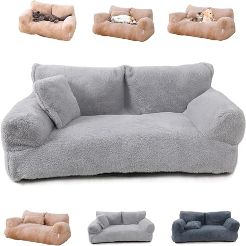 ERGRFHNL Revuera Pet Sofa, Revuera Calming Pet Sofa, Revuera Pet Bed, Calming Dog Bed Fluffy Plush Pet Sofa, Dog Sofa Couch Bed for Large Small Dogs & Cats up to 110 lbs (L,Light Gray) von ERGRFHNL