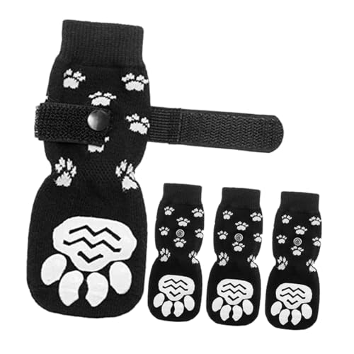 ERINGOGO 2 Paare Anti-Rutsch-Hundesocken Schuhe für hundepfoten hundekleidung hundezubehör Dog Accessories hundeschuhe waschbare Haustiersocken Kompakte Hundesocken Reine Baumwolle Black von ERINGOGO