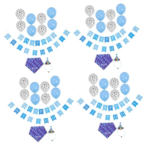 ERINGOGO 2 Sätze Haustier geburtstagsdekoration Hüte Hundemützen Hundenapf Hund Geburtstagskuchen Hund Geburtstagsfeier Zubehör Haustier Hund Geburtstagsbanner Heimtierbedarf Stoff von ERINGOGO