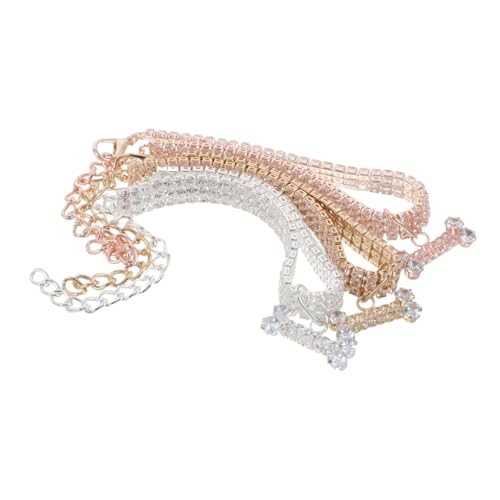 ERINGOGO 3stücke Hundehalsband Für Welpen Und Katzen Verstellbar Mit Glitzerndem Strass-Design Und Knochenanhänger Als Haustier-zubehör Für Alltag Oder Feiertage ERINGOGO 3stücke Hundehalsband Für Welpen Und Katzen Verstellbar Mit Glitzerndem Strass-Design Und Knochenanhänger Als Haustier-zubehör Für Alltag Oder Feiertage von ERINGOGO