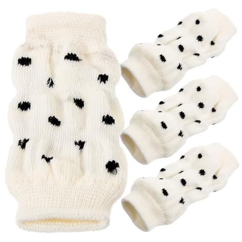 ERINGOGO 4 Stück Haustiersocken Für Hunde Hundepfotenpolster Abziehen Und Aufkleben Slip-hundesocken Hundewindeln Weiblich Große Hundestiefel-hosenträger Hunde Stiefel Beine Weiß Baumwolle von ERINGOGO