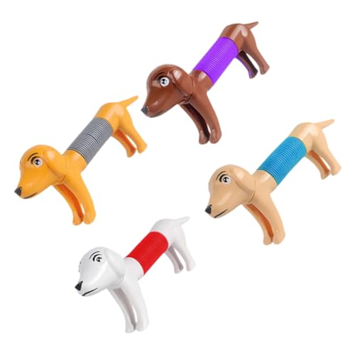 ERINGOGO 4 Stück Stressabbauendes Hundespielzeug Pop-röhren-federhund Dehnbares Teleskop-hundespielzeug Zappelspielzeug Pop-Tube-sinnesspielzeug Schlauch Tier Kind von ERINGOGO