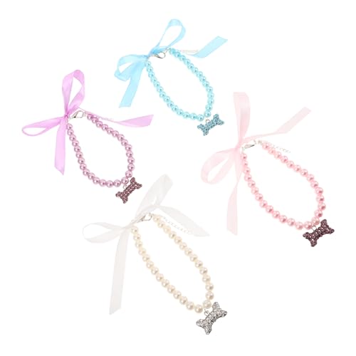 ERINGOGO 4 Stück Teiliges Verstellbares Haustierhalsband mit Perlenimitat und Knochenanhänger Leichte Hundekette für Kleine Katzen und Hunde Stilvolle Schmuckhalskette für Alltag und ERINGOGO 4 Stück Teiliges Verstellbares Haustierhalsband mit Perlenimitat und Knochenanhänger Leichte Hundekette für Kleine Katzen und Hunde Stilvolle Schmuckhalskette für Alltag und von ERINGOGO