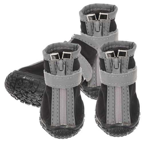 ERINGOGO 4Pcs Haustierschuhe Dog Shoes for small Dogs Paws pfotenschutz hundeschuhe rutschfest Welpe Sohle, einzig, alleinig Schneeschuhe für Hunde kleine hundeschuhe Gummi Black von ERINGOGO