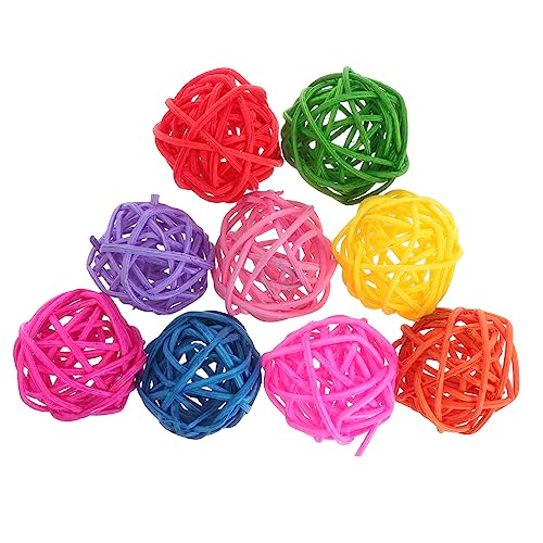 ERINGOGO Bunte Rattan Ball Papageienspielzeug Kaubälle Für Vögel DIY Dekorationsbälle Für Käfige Spaß Für Papageien Und Nymphensittiche von ERINGOGO