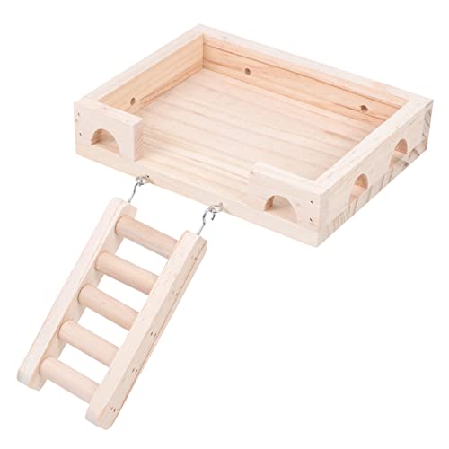 ERINGOGO Holzplattform Für Hamster Mit Kletterleiter Zweilagige Spielstation Für Kleine Haustiere Ideales Käfigzubehör Für Hamster Und Kleine Nager Robustes Holzdesign Kompakte von ERINGOGO