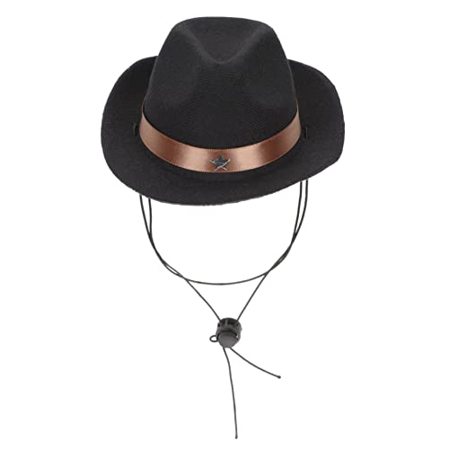 ERINGOGO Hundekopfschmuck Cowboy Hut Für Haustiere Lustiger Dekorativer Hut Für Hunde Und Katzen Schwarzes Fünfzackiges Sternmuster Ideales Accessoire Für Partys von ERINGOGO