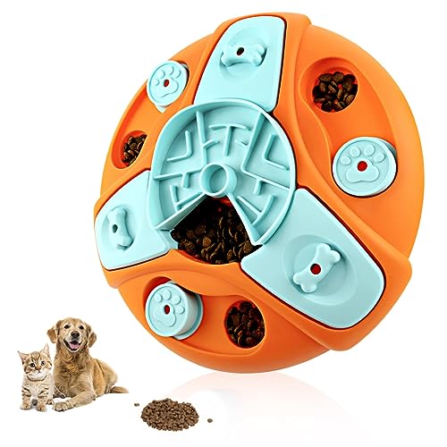 ERKIES hundespielzeug Intelligenz, Interaktives Hundepuzzle-Spiel, Hundefutter Leckerbissen Slow Feeders Dispensers, für IQ Training & Mental Enrichment (Orange) von ERKIES