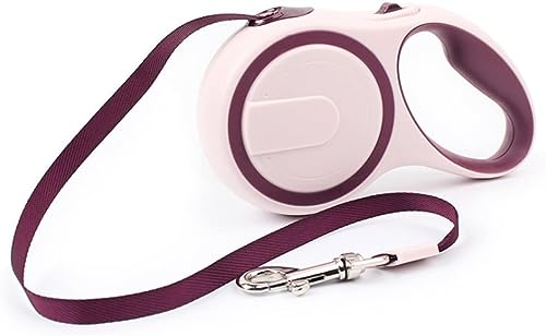 Hundeleine Ausziehbar, Nylon High-End Pet Lead Automatische ausziehbare, 3, 5 und 8 Meter Flexi Leine, für Kleine, Mittelgroße und Große Hunde (Wein Rot, 5 Meter) von ERKIES