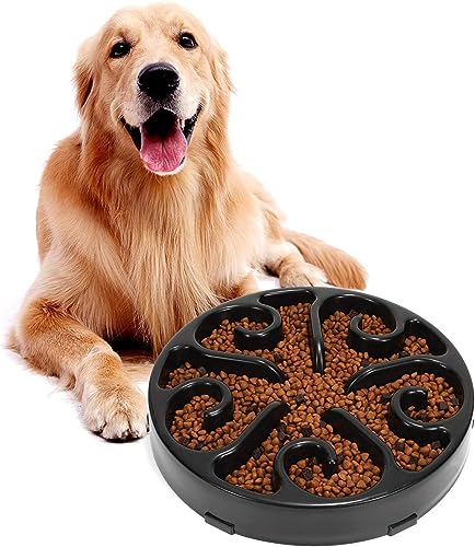 Slow Feeder Hundenapf, Anti schling napf Hund, rutschfest Slow Eating Hundenapf, Puzzle, langsames Fressen, modernes Labyrinth (Schwarz, S) von ERKIES