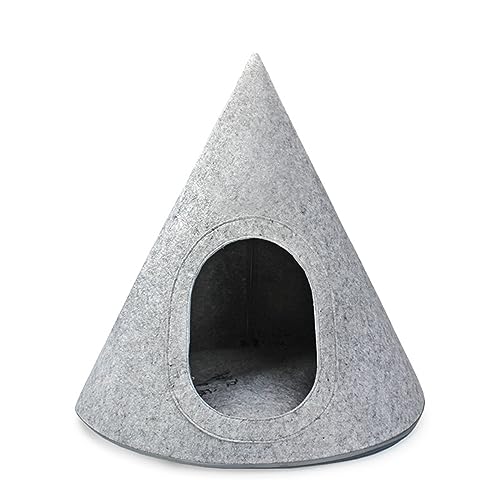 katzenbett Premium Filz Katzenbett Höhle, warmes Plüsch-katzenhöhle, faltbar abnehmbarem waschbarem, mit abnehmbarem Baumwollpad, superweiches,Grau von ERKIES