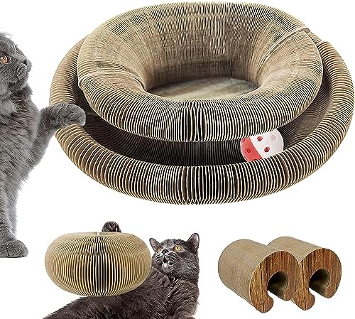 kratzbretter Katze kratzpappe für Katzen, Faltbarer Kratzmatte für Katzen mit Glöckchen, interaktives Kratzbrett, Stark langlebig und recycelbar (2 Piece) von ERKIES