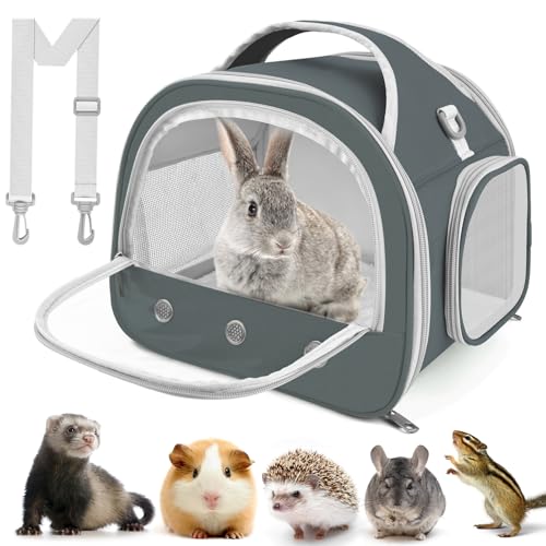 ERKOON Transportbox transportboxen Kaninchen Kleintier Haustier-Tragetasche, Meerschweinchen-Tragetasche (Grey) (S) von ERKOON