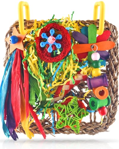 ERKOON Nymphensittich-Spielzeug, Vogelspielzeug, Wellensittiche, Futterspielzeug, hängendes Vogelspielzeug für Sittiche, Sittiche, Sittiche, Papageien, Futterwand mit buntem Spielzeug für Vögel, zum von ERKOON