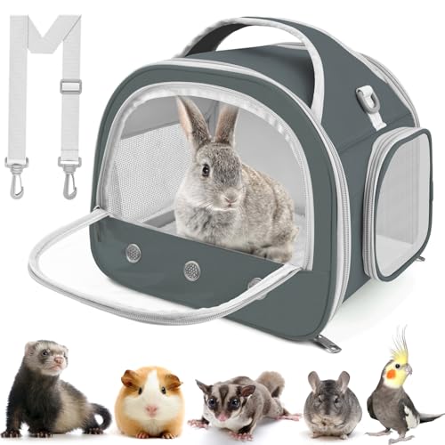 ERKOON Transportbox Kaninchen Kleintier Haustier-Tragetasche, Meerschweinchen-Tragetasche (Grey) von ERKOON