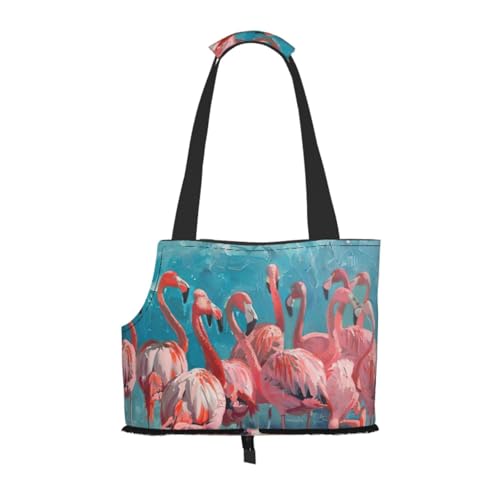 Flamingos Haustier-Tragetasche, Handtasche, Katzen, Hunde, bequem, tragbar, faltbar, Haustiertasche von ERSDWRE