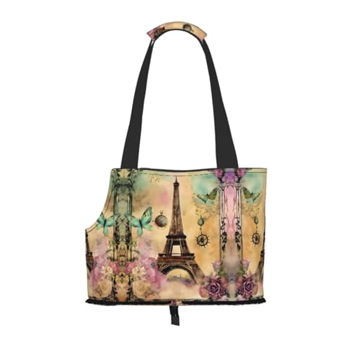 Paris Eiffelturm Haustier Tragetasche Handtasche Katzen Hunde Komfort Tragbar Faltbare Haustiertasche Hundetrage Haustier Tote Bag von ERSDWRE