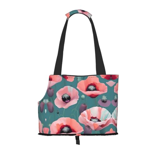 Pastel Poppies Haustier-Tragetasche für Katzen und Hunde, bequem, tragbar, faltbar, Haustiertasche von ERSDWRE