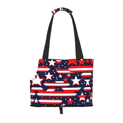 Patriotic Stars Strips Independence Day Print Pet Carrier Handbag Cats Dogs Comfort Portable Foldable Pet Bag Dog Carrier Pet Tote Bag von ERSDWRE