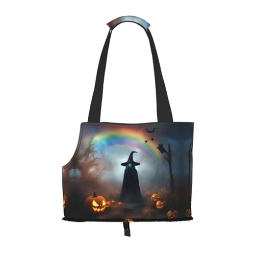 Rainbow Halloween Ghost Witch Hat Spiders Pet Carrier Handbag Cats Dogs Comfort Portable Foldable Pet Bag Dog Carrier Pet Tote Bag von ERSDWRE